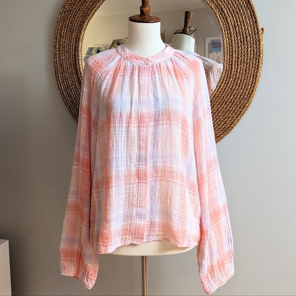Anthropologie Cloth & Stone Shirred Raglan Shirt